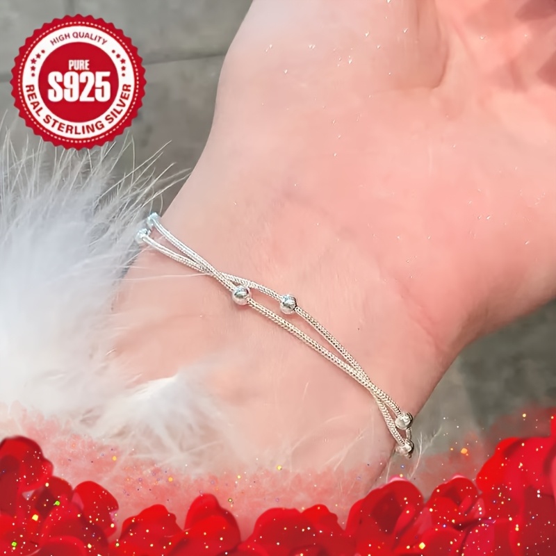 2pcs S925 Silver Snake Bangle Bracelets Valentine's & Mother's Gift